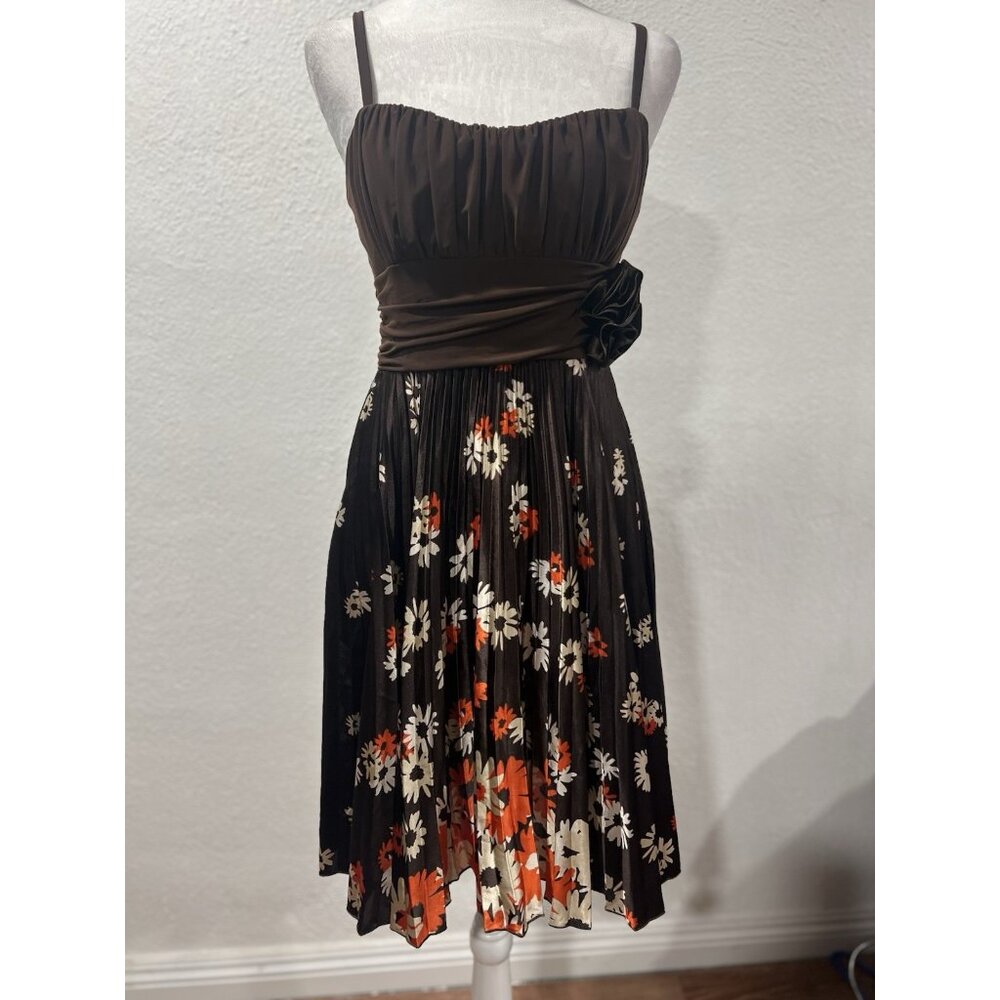 Vintage Y2K Nina Piu Pleated Floral Y2K Babydoll Dress Size Medium 90’s